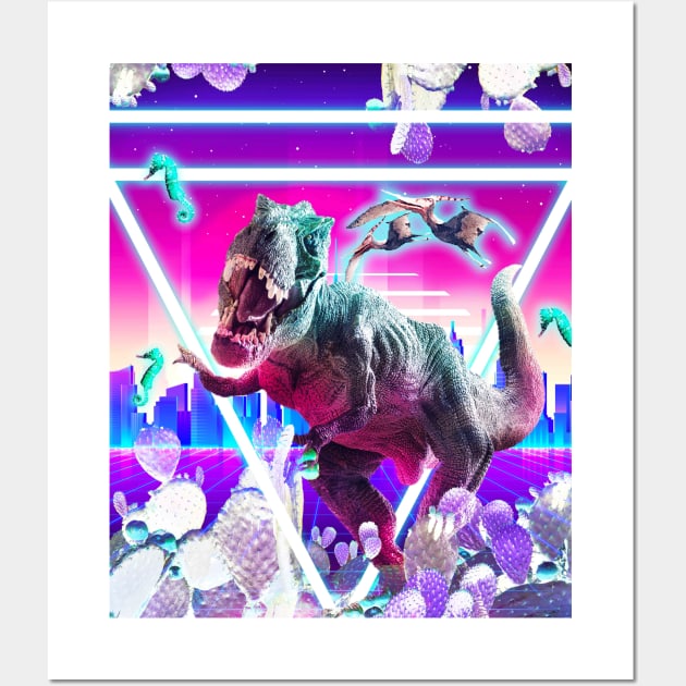 Dinosaur Rave Raving T-Rex Wall Art by Random Galaxy